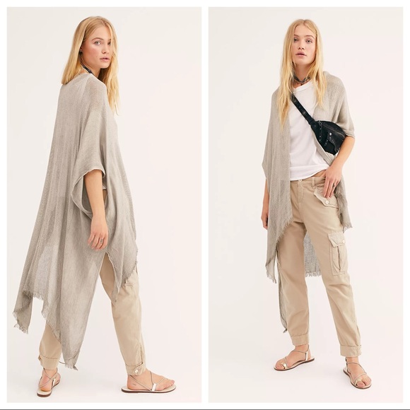 FREE PEOPLE LONG KIMONO CARDI CAPE CARDIGAN A2C - Picture 14 of 16